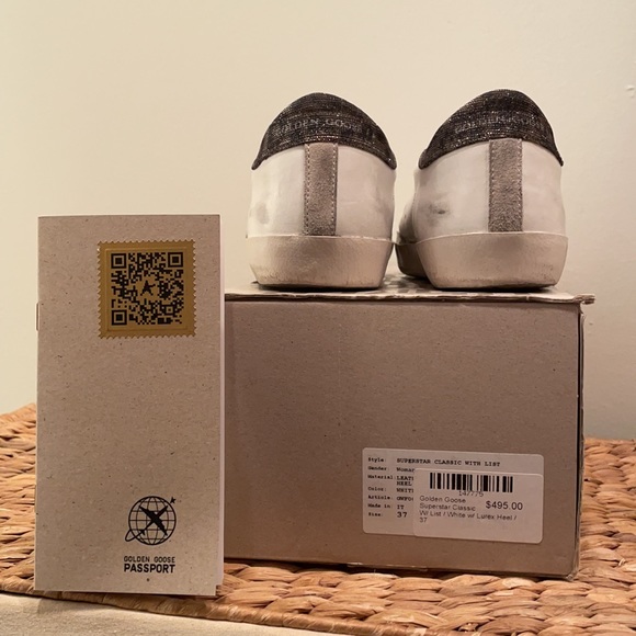 Golden Goose Superstar Classic With List / White with Lurex Heel. Box & duster. - Picture 2 of 13